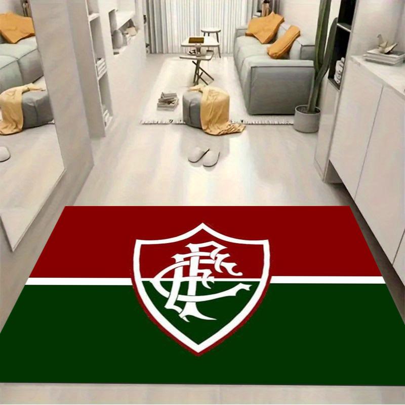 Fluminense FC Club Crest Red Green Split Background Print Area Rug Brazilian Soccer Fan Non Slip Rectangular Floor Mat Gaming Room Home Decor Rug