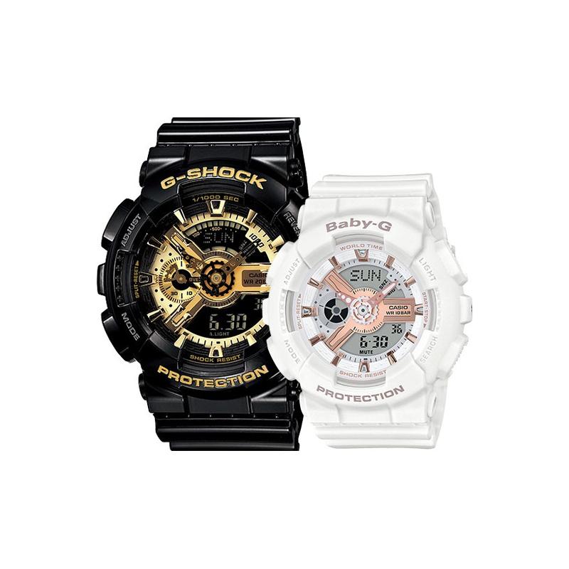 

Casio watch series-GABA waterproof and shockproof quartz movement Japanese and Korean watches for men and women, white BA-110RG-7APR+GA-110GB-1APR белый