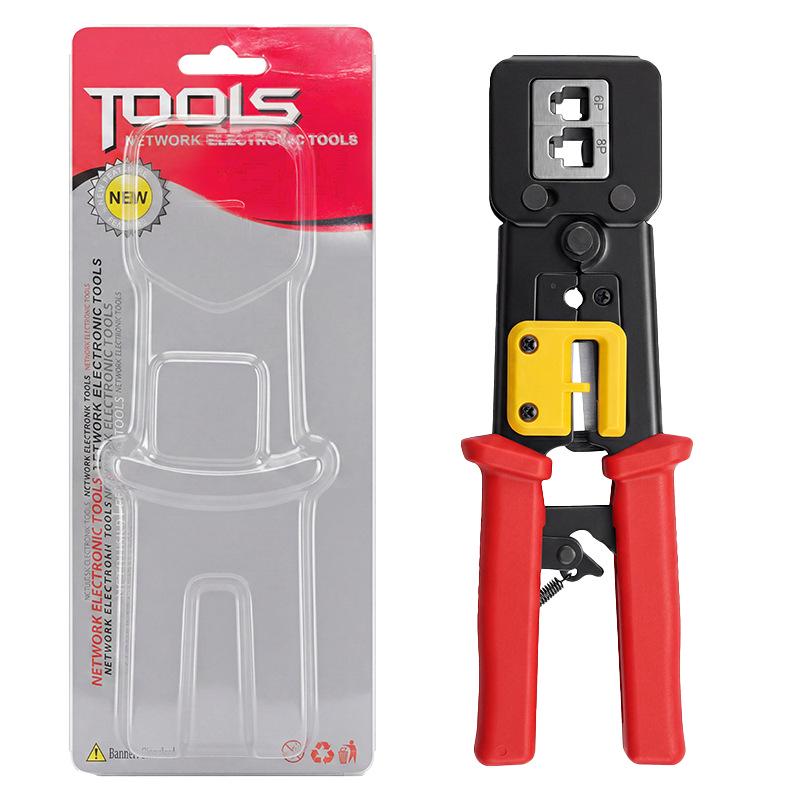 Multi-Functional Network Cable Pliers for 6P/8P RJ45, Crystal Head, Wire Stripper, Ratchet, Ideal for Network Engineering.