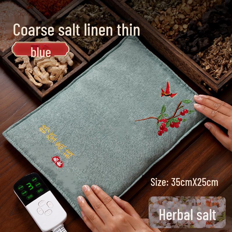 Electric Heating Moxibustion Salt Bag for Whole Body Therapy: Wormwood and Sea Salt Hot Compress for Shoulder, Neck, and Waist Relief.
