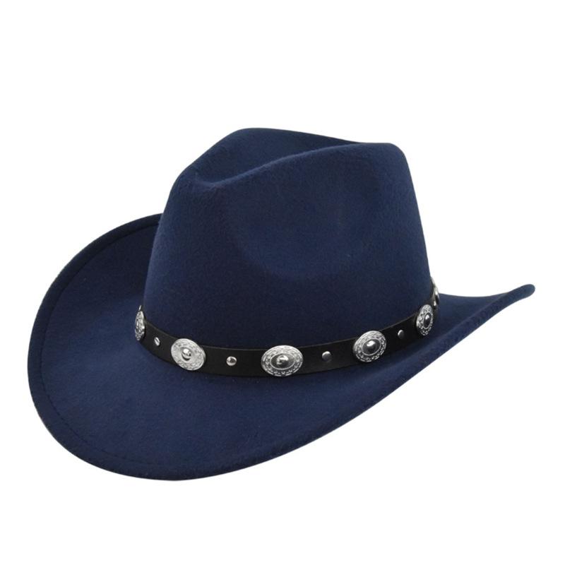 New Ethnic Minority Woolen Western Cowboy Top Hat Men and Women Couple Jazz Hat Hemming Europe and America