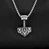 Titanium Steel Thor's Hammer Pendant Necklace - Nordic Viking Retro Design