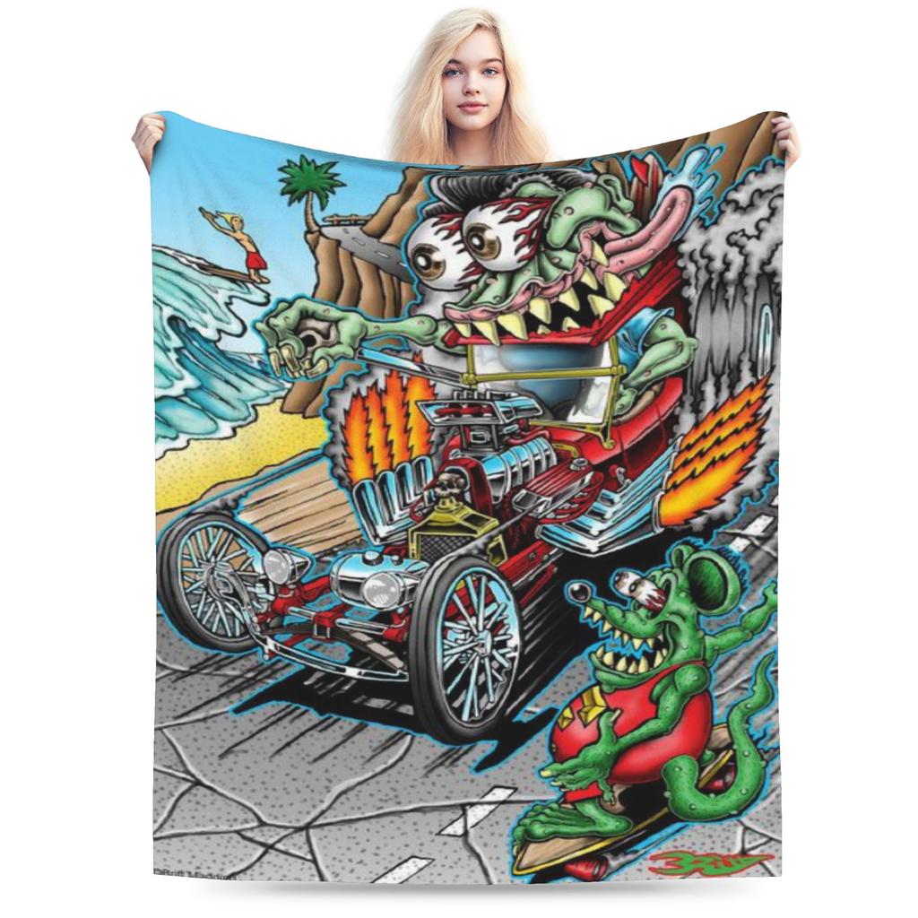 Comfort Rat Fink Blanket Merch Bed Decorative Throw Blanket Soft Fleece for Bedroom