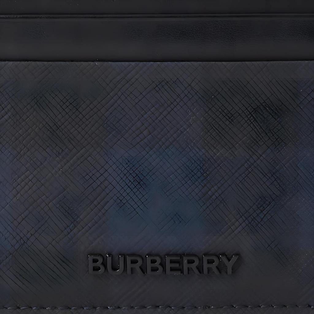 Burberry Check Leather Card Holder Dark Blue Black Slim Wallet Daily Business Use 80732821