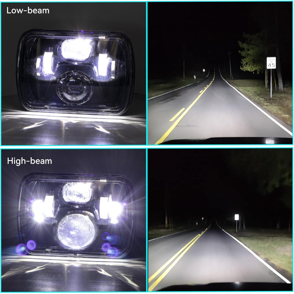 For Cherokee XJ Wrangler YJ Accessories H6054 H5054 H6054LL 6052 6053 Car 110W 5x7 Inch Led Headlights 7x6