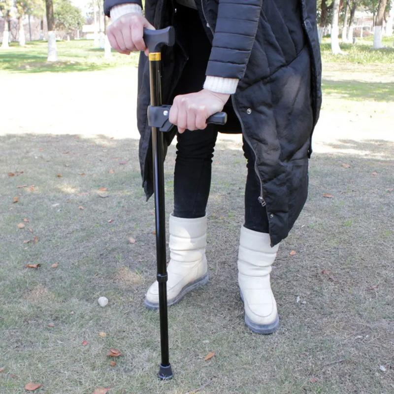 22mm Compatible Walking Stick Grip Anti-Skid Black Plastic Crutch Handle Replacement for Senior Daily Mobility Outdoor Activities