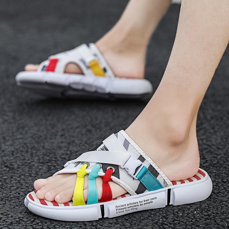 

Шлепанцы из ПВХ, летние мужские повседневные простые модные сандалии, модные уличные тапочки с защитой от запаха, персонализированная парусиновая верхняя пляжная обувь 44