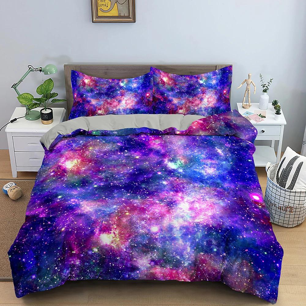 3D Starry Sky Duvet Cover Set Luxury Galaxy Printed Bedding Set King Queen Full Quilt Cover With Pillowcase Bedroom Decor