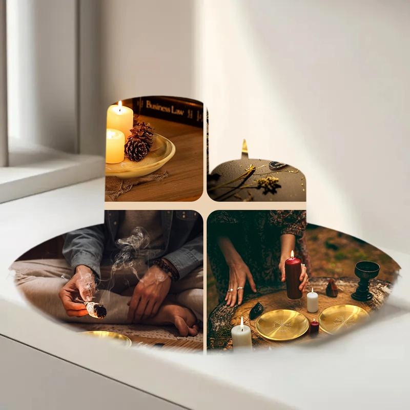 14cm Stainless Steel Plate Candlestick Ceremonial Ornament Engraving Plate Nordic Compass Crystal Storage Round Plate