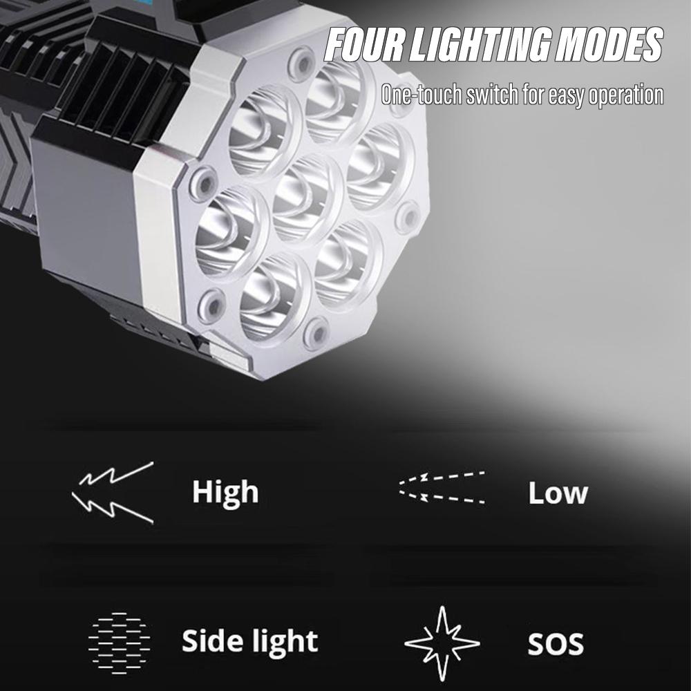 Super bright 7LED flashlight Rechargeable torch Portable searchlight Outdoor camping light With high brightness COB side light