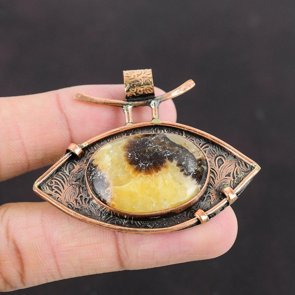 Septarian Pendant Copper Pendant Genuine Gemstone Pendant Special Occasion Gift Handmade Pendant Septarian Copper Jewelry Pendant For Women