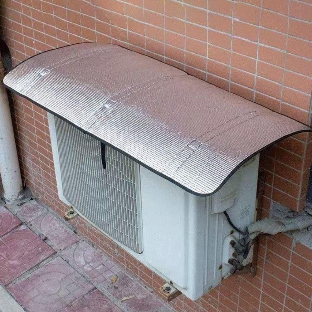 Aluminum Foil Air Conditioning Cover Energy Saving Windproof Air Conditioning Dust Cover with Elastic Band Sun-Resistant