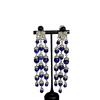 Elegant Blue Glaze Diamond Tassel Clip Earrings for Formal Gowns