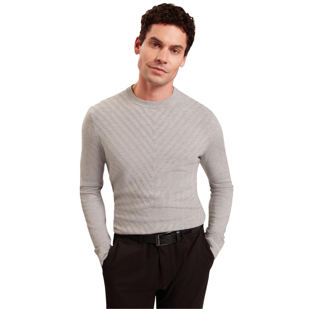 Ted Baker Mens Chevron Ribbed Collar Long-Sleeved Jumper