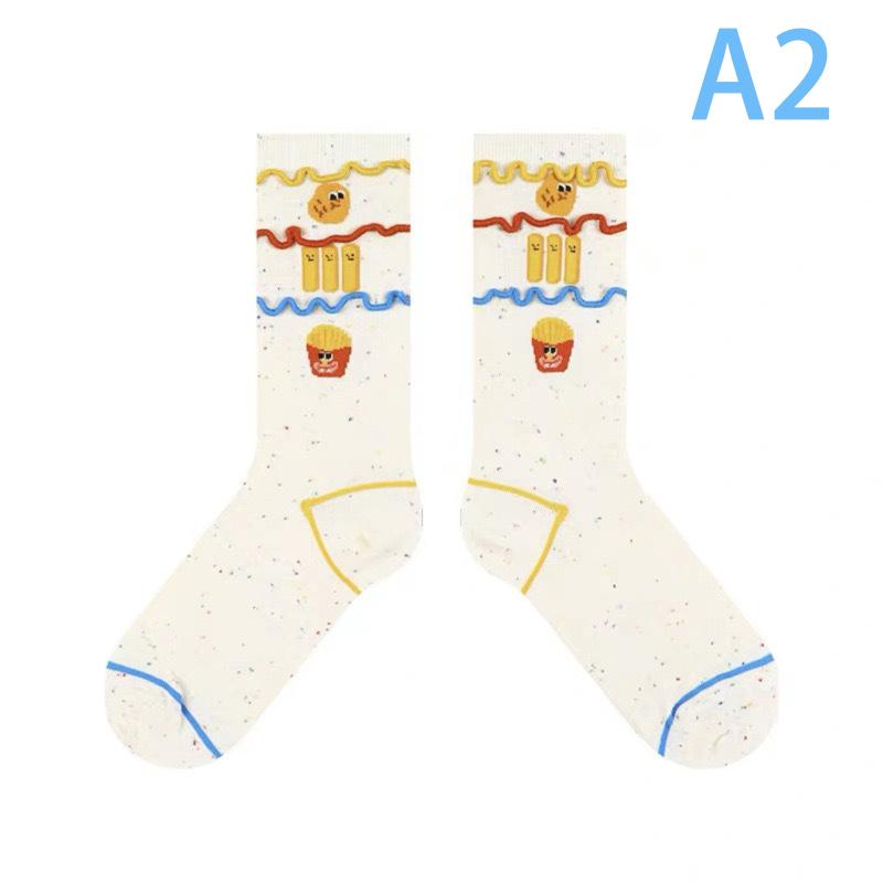 Δημιουργικές αστείες χαριτωμένες τηγανιτές κάλτσες ουράνιο τόξο Κάλτσες μεσαίου σωλήνα Κάλτσες στοίβα Γυναικείες κάλτσες Βαμβακερές κάλτσες