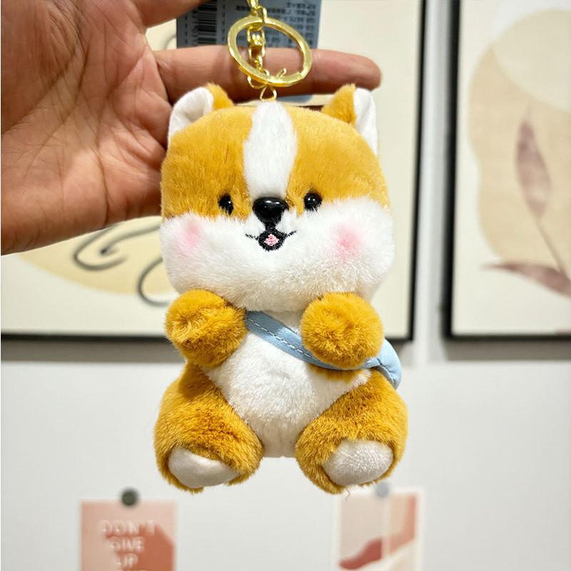 Corgi Cartoon Creative Dog Plush Toy Bag Keychain Pendant Decoration Gift Small
