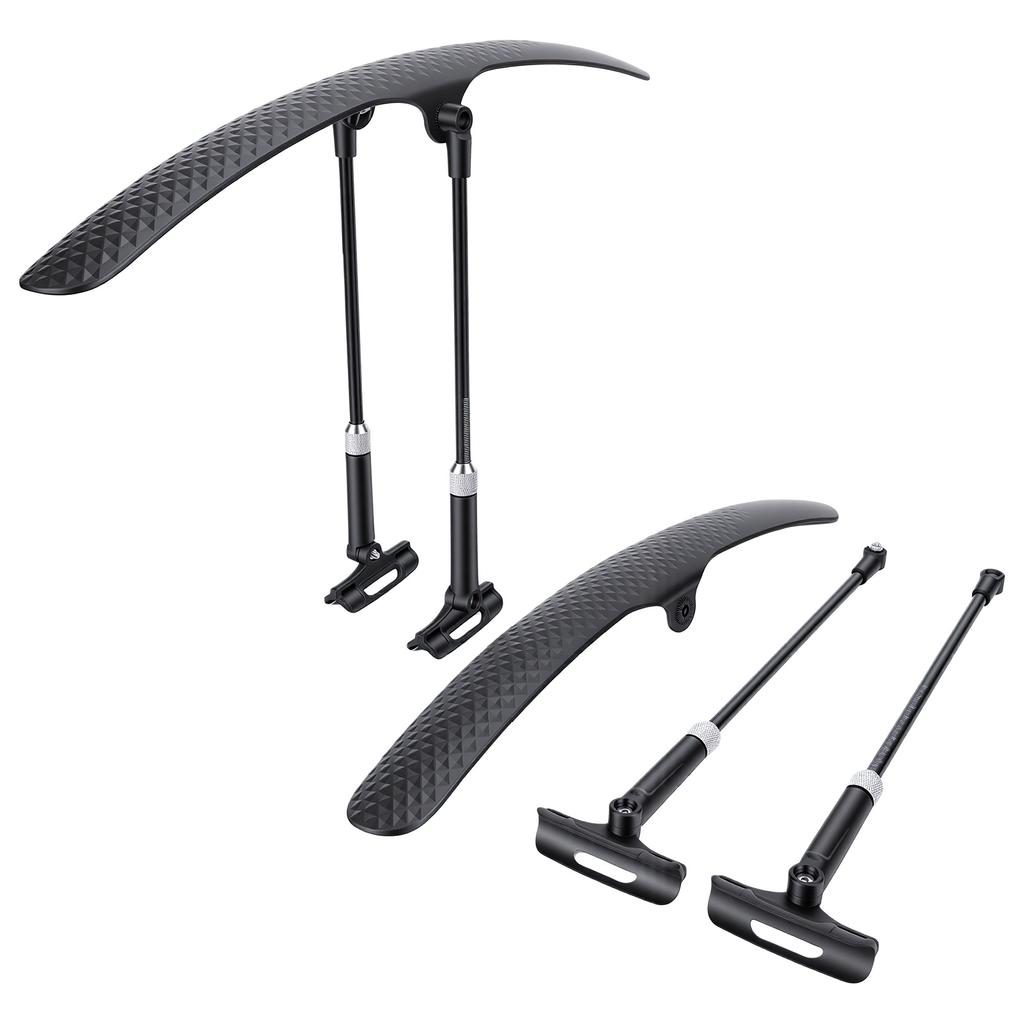 1 Pair Bicycle Mud Guard Adjustable Wider Mudguard Curved Design Universal Fit Front Rear Two Section Angle Flexible