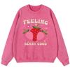 Feeling Good And Strawberry Womens Vintage Washed Cotton Sweatshirt Casual Loose Fashion Thin Style Hoodie