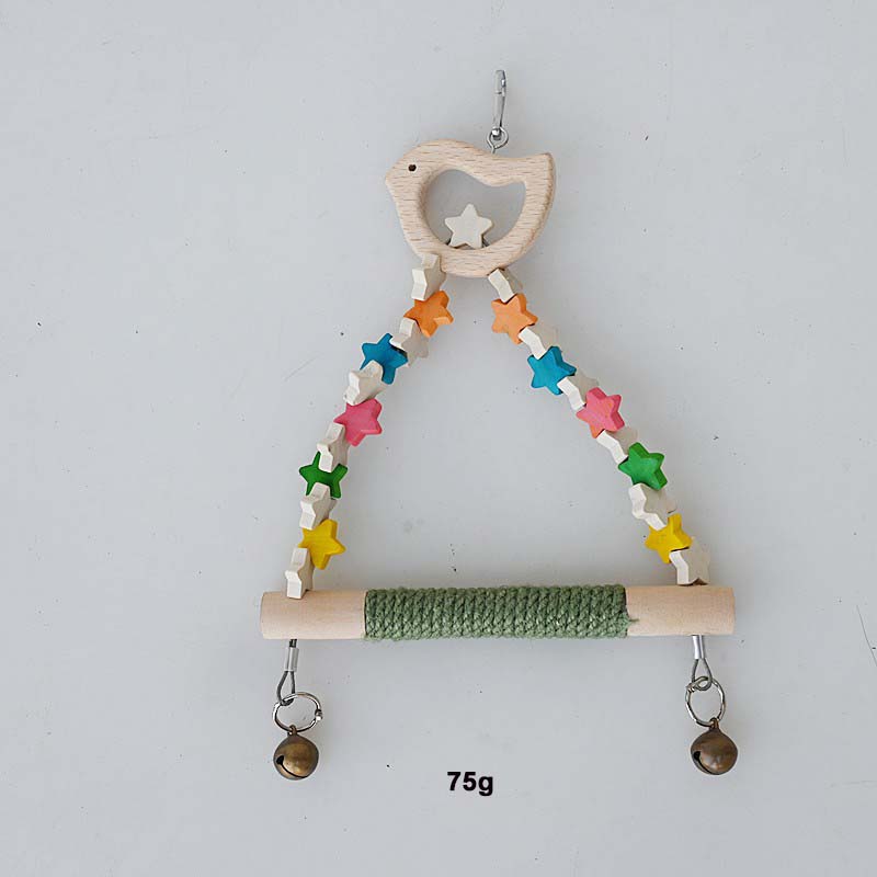 Factory  Colorful Hemp Rope Swings Wooden Chewing and Grinding Toys Parrot Bird Supplies
