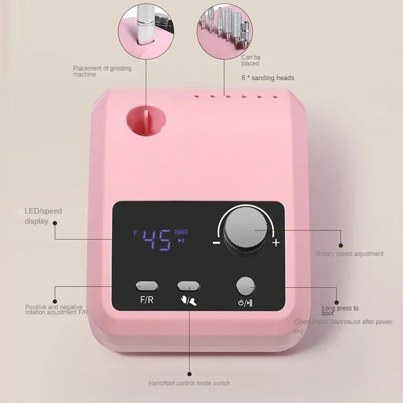 45000 RPM Electric Nail Drill - Rechargeable Portable Metal Nail Grinder, Professional Manicure Tool for Salon & Home Use