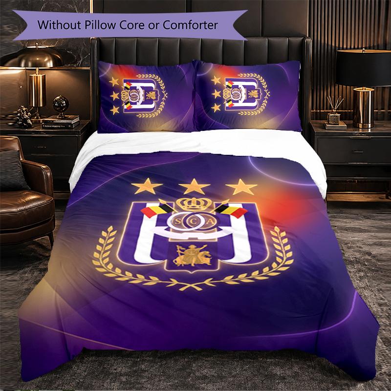 Biancheria da Letto a Tema FC Anderlecht Set 3 Pezzi Copripiumino Biancheria da Letto Decorativa Per Stanza Adolescenti Decorazione Casa