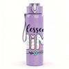 1PC Blessed Mimi Floral Color Letter 750ml Color Plastic Sports Water Bottle Leakproof Flip Straw Lid Suitable for Sports Office Home Use