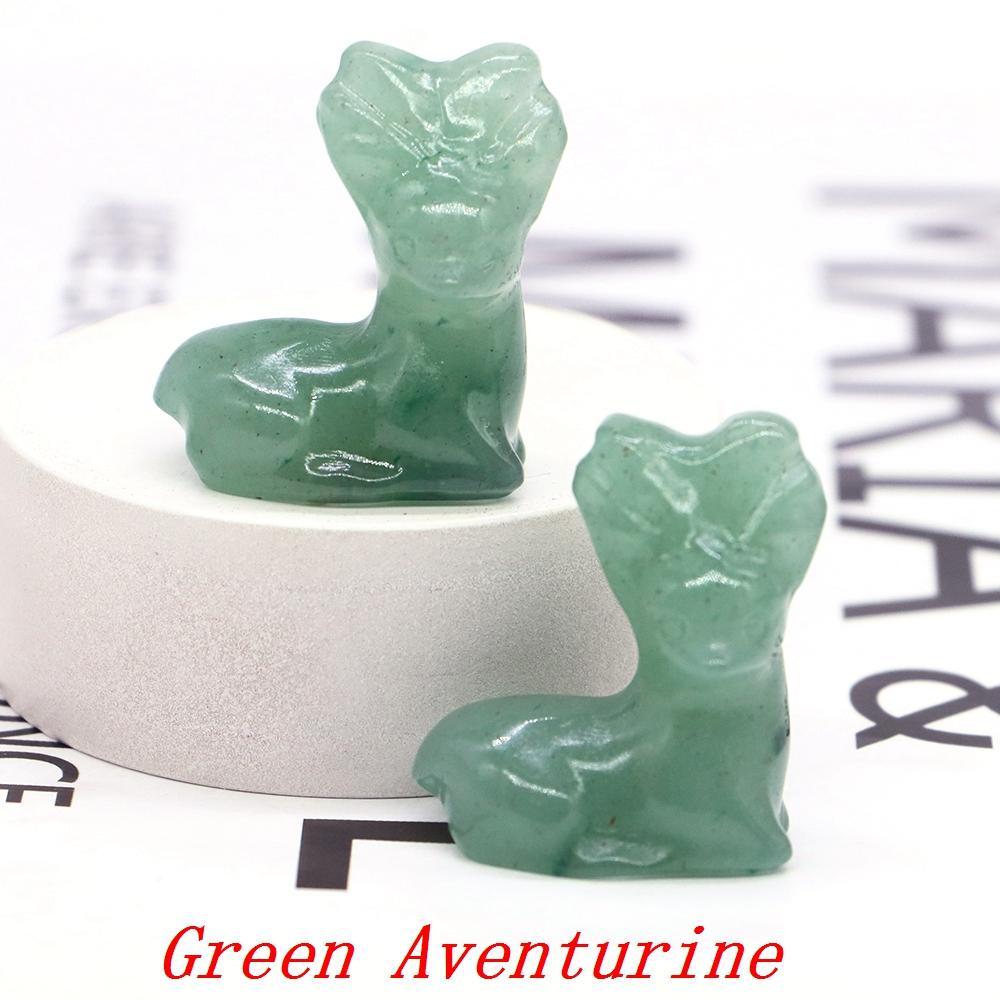Deer Statue Natural Stone Carved Crystal Reiki Healing Animal Figurines Gemstone Crafts Home Gem Decoration Gifts  1.2"