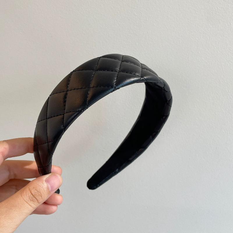 Ретро и утонченный новый стиль Зимний и осенний кожаный ободок с высокой короной и элегантным узором из бриллиантов