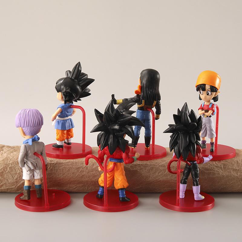 Dragon Ball Anime 6Pcs Cartoon Model Goku Vegeta Trunks Toys Doll Desktop Decoration Collection Children Gift