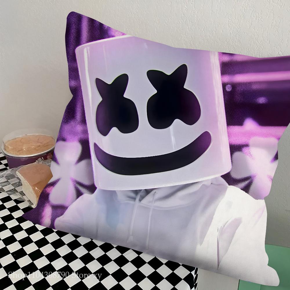 Dj M-Marshmello Pillow Case Square Pillow Bedroom Sofa Leisure Comfort Cushion Car Living Room Home Decoration