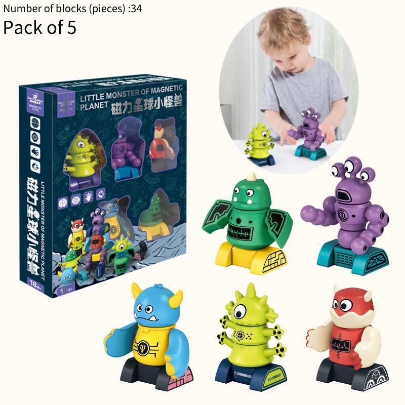 Magnetic Flying Disc Monster Toy For Kids 3-6 Years Diy Airplane Building Set With Magnetic Blocks Plastic Material Size 38*33*7.6cm