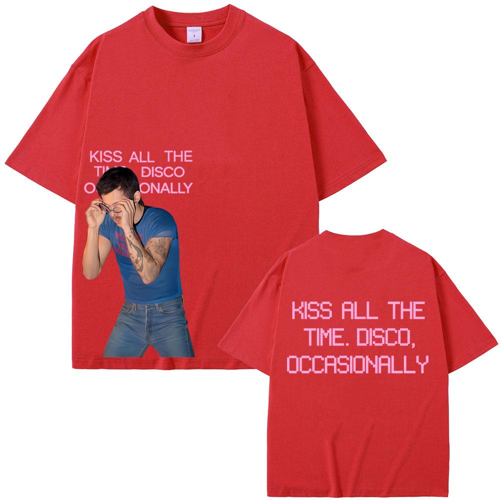 Kuss Die Ganze Zeit Disco Gelegentlich Album Gleicher Stil Druck T-Shirt Herren Mode Popmusik T-Shirt Männlich Baumwolle Übergroße T-Shirts