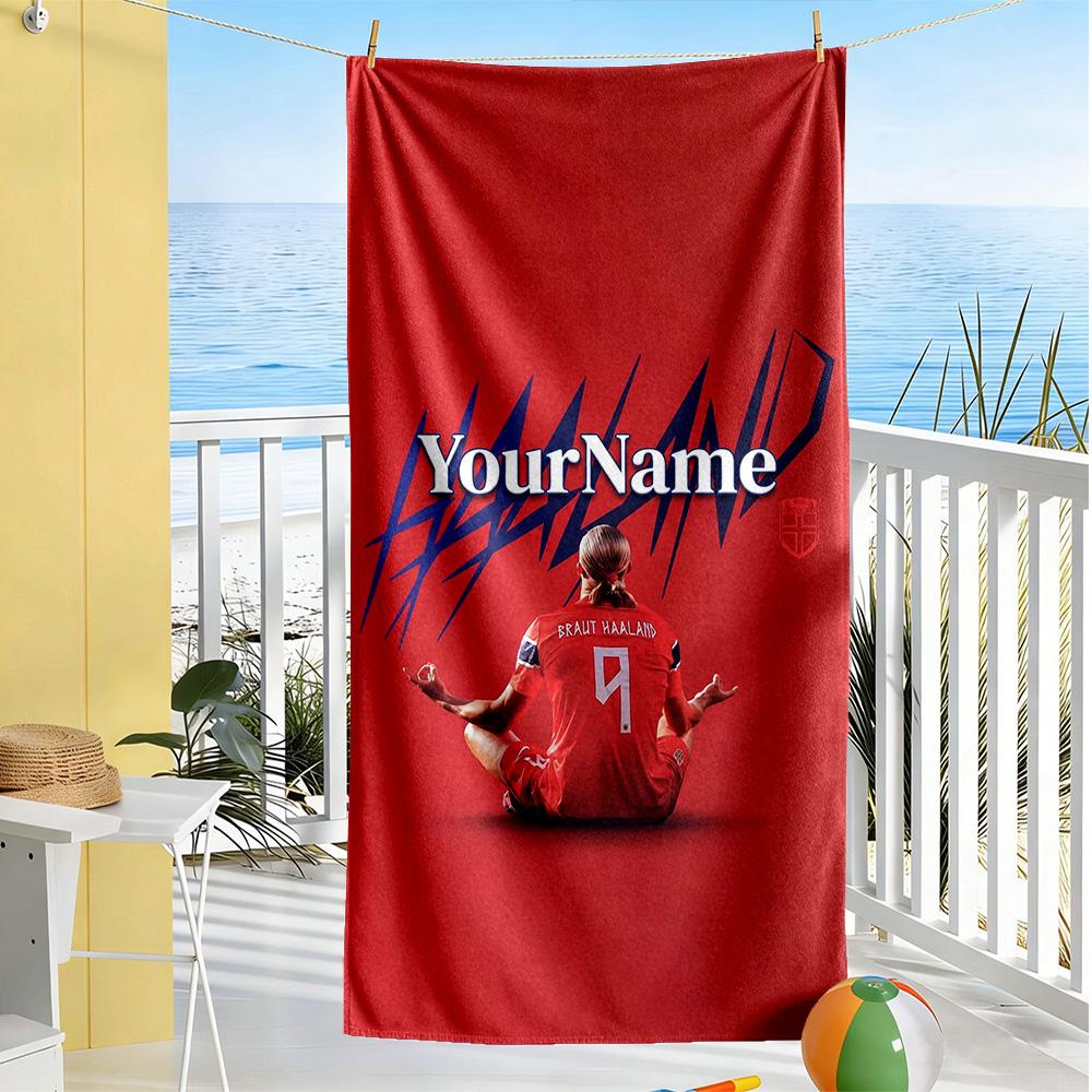 Haaland Customized Name Beach Towel Quick-Dry Soft Microfiber Perfect for Traveling Yoga Camping and Swimming