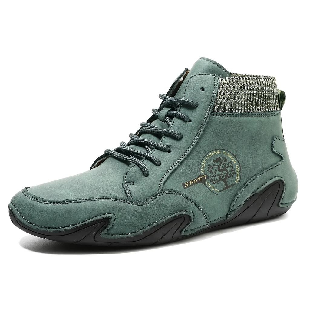 Mode 2024 Herren Winterstiefel Mode Lederstiefel Herren Herbst Winter Schnee Freizeitschuhe Herren Outdoor Leichte Knöchel Anti-Rutsch Warm Zapatos