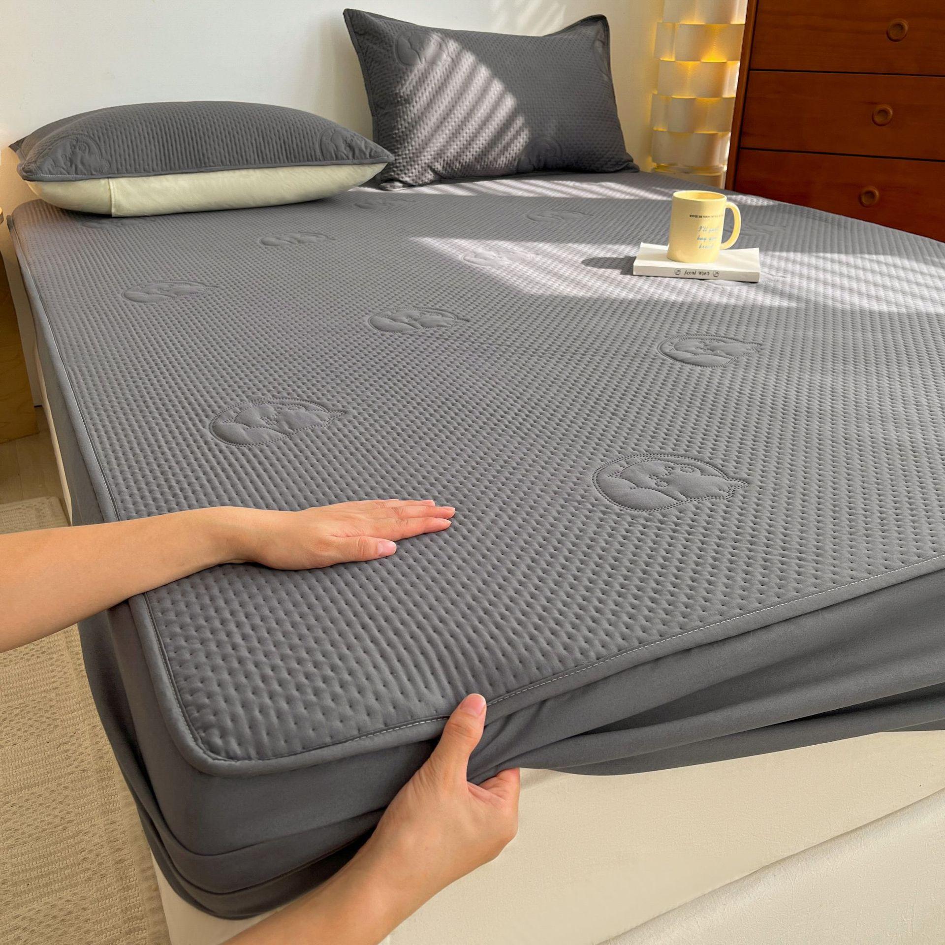 New Quilted Fitted Sheet Cover Single Piece All-season All-inclusive Mattress Protector Sheet 90X200cm-Single bed hat