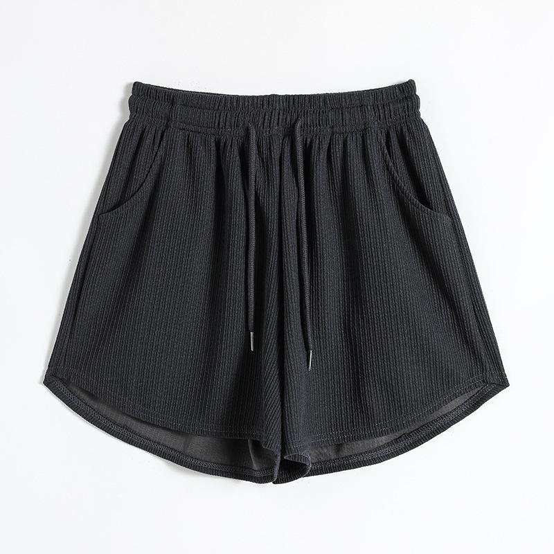 Letnie Cienkie Szorty Fitness do Biegania Damskie Luźne Casualowe Duży Rozmiar Szerokie Nogawki Spodnie z Wysokim Stanem w Linię A Sportowe Szorty Hot Pants