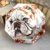 1 Pezzo Ombrello Pieghevole Automatico - Fantasia Floreale Bulldog, Design Portatile e Pieghevole con 8 Stecche, Regali di Natale e Compleanno