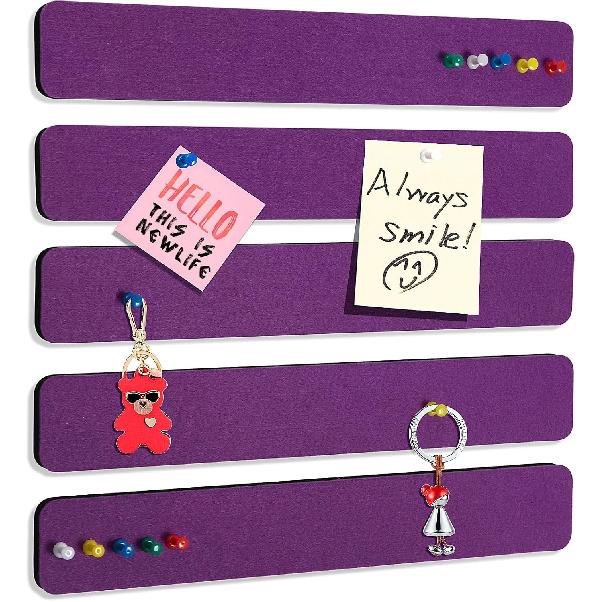 Felt Pin Board Bar Strips Bulletin Board for Bedrooms Offices Home Wall Decoration, Notice Board Self Adhesive Cork Board with 35 Push P for Paste