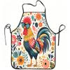 1pc Cool Rooster Floral Print Apron, Durable and Easy To Clean, Adjustable Waistband, Polyester Material, for Kitchen Cooking, G