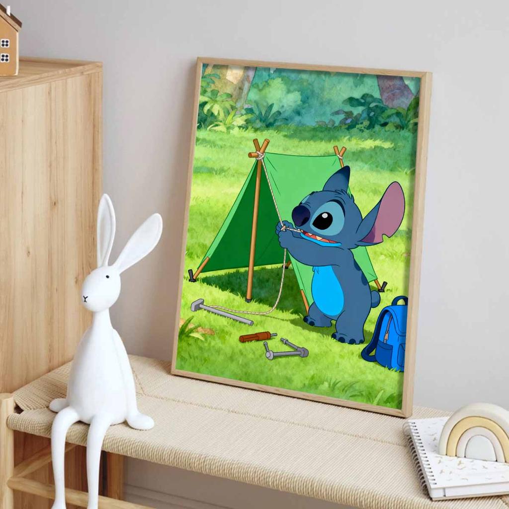 Disney Stitch camping diamond art painting kit 5D handmade diy diamond painting, home wall decoration