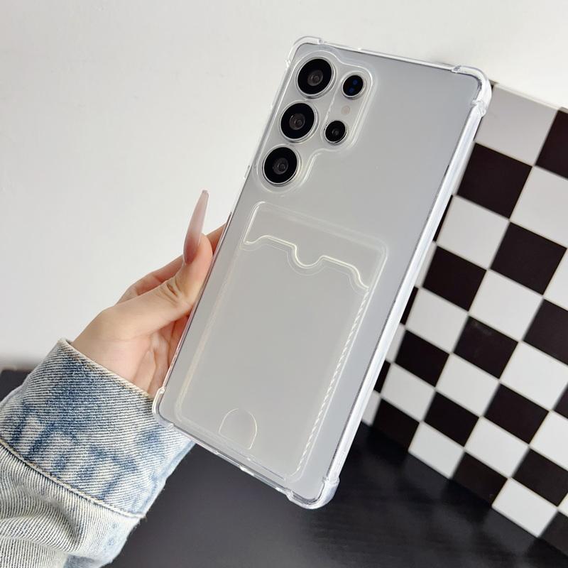 

Чохол-накладка з гальванічним покриттям для слота для картки прозорий для Samsung S25 Edge S24 FE S23 Ultra S22 A56 A36 A55 A26 A16 М який силіконовий протиударний прозорий чохол для телефону Samsung A52 прозорий