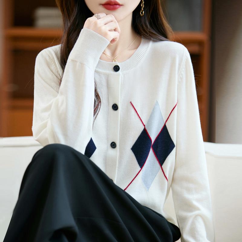 QingHe Cashmere Women's 30% Cashmere Cardigan - Soft & Warm Wool Blend Sweater