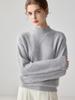 Women's Cashmere Jacquard Knit Sweater - Light Luxury Half-High Neck, Long Sleeve, Loose Fit, Skin-Friendly Base Layer.