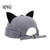 Leichter Modehut für Damen, Kappenhut ohne Schirm mit Katzenohren, Niedrige Schiebermütze, Verstellbare Skullcap, Stilvolle Unisex-Kappe für den täglichen Gebrauch, Schiffermütze