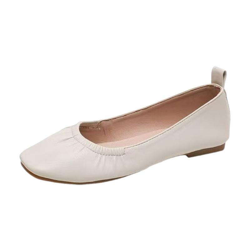 Doudou shoes women's 2025 new soft leather grandma shoes women's flat-soled pregnant women's summer soft-soled mother leather shoes low-heeled si