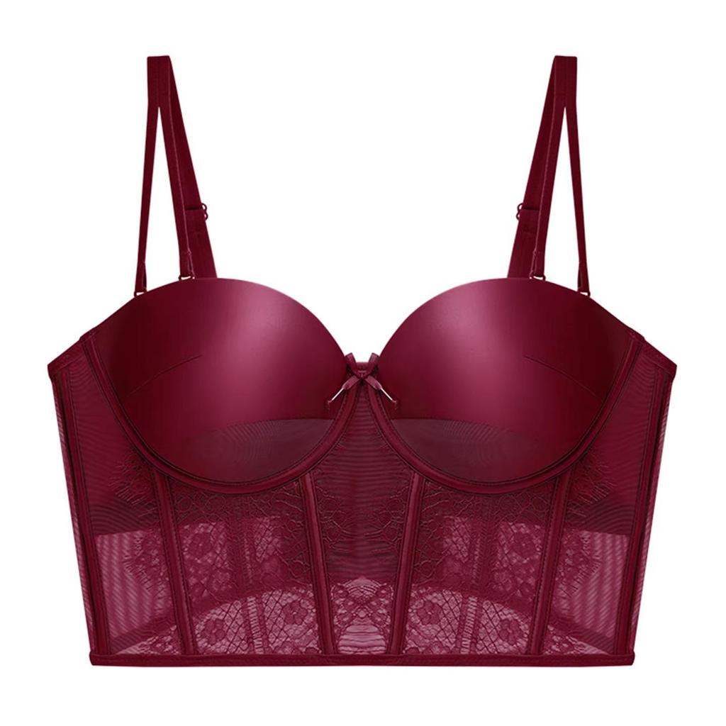 Red Push-Up Bra Set: Six-Button Adjustable, Anti-Side-Boob, No Underwire, Small Bust Enhancement