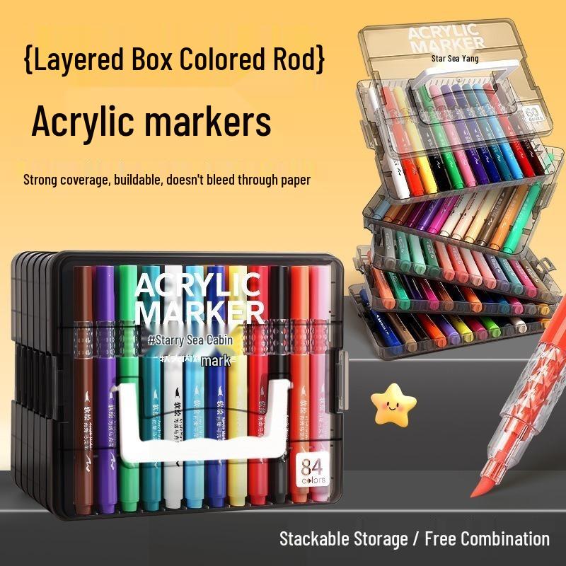 Diamond Acrylic Marker Pen Set for Glass Painting - Non-toxic, Soft Tip, Color Layering Stationery.