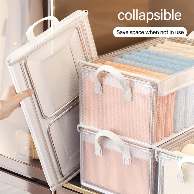 4PCS Large PVC Storage Box with Lid - Collapsible Dustproof Clothes and Pants Organizer - Perfect for Home and Dorm Room