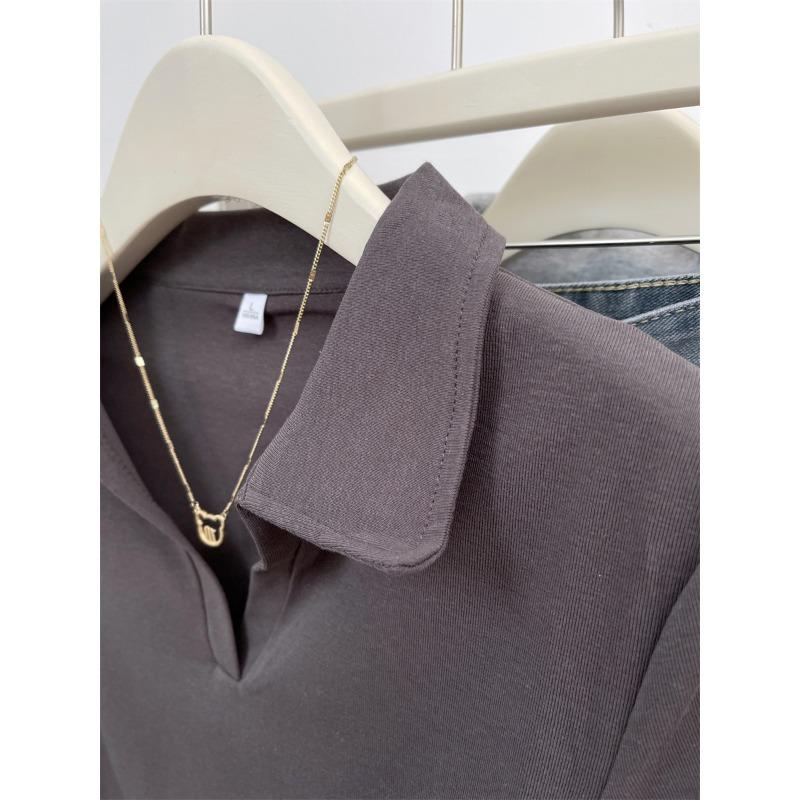 YYFS Women's Fashion Casual Summer Spring Solid Color Print Short Sleeve POLO Neck Blouses & Shirts