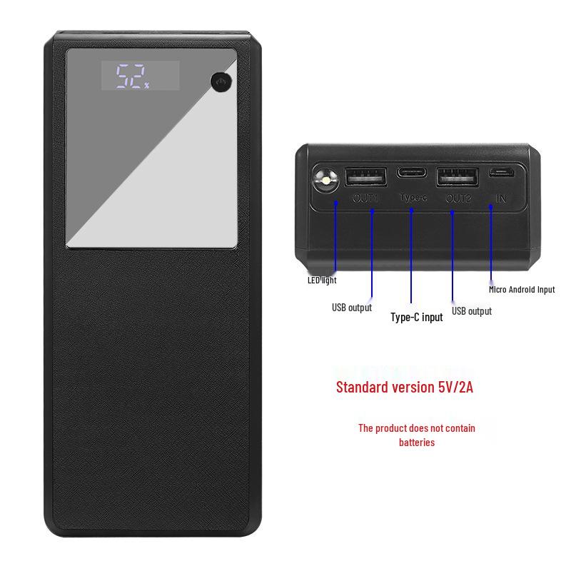 Безпаечный 6-элементный корпус Power Bank с быстрой зарядкой PD для аккумуляторов 26650, комплект